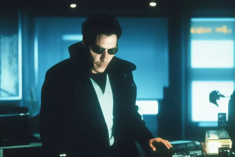 An imagined image of Neo in the movie The Matrix (1999)