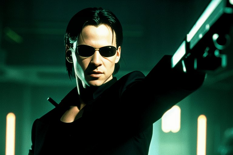 An imagined image of Neo in the movie The Matrix (1999)